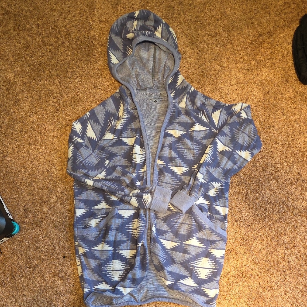 Pendleton Blue and White Striped Cardigan Wool